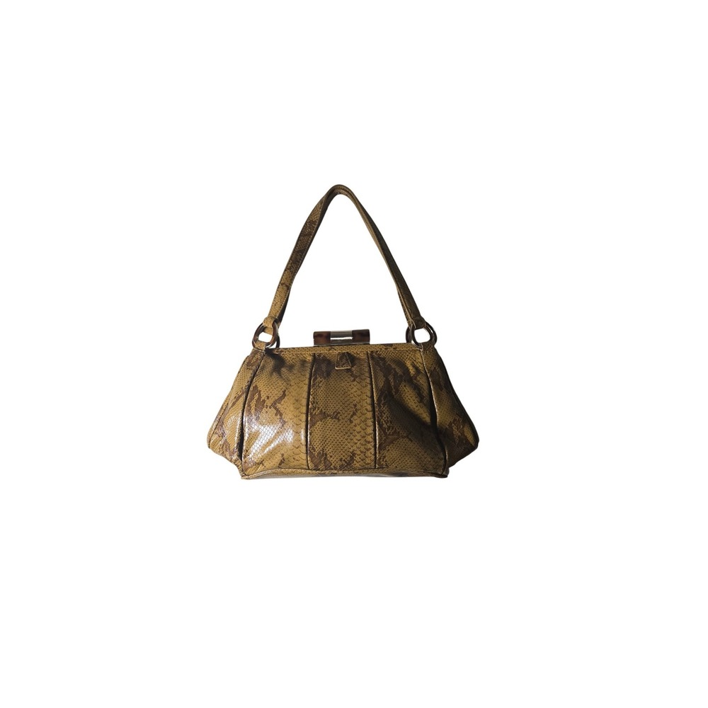 Antonio Melani Shoulder Bag Womens SM Yellow Snakeskin Excellent Tortoise Clasp